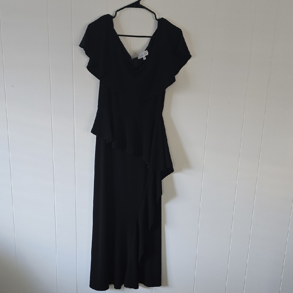 Rickie Freeman for Teri Jon Black Asymmetrical Dress S 18